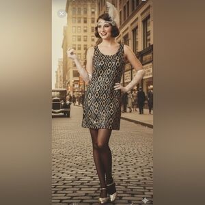 Suzy Shier Sparkly Sequins 1920's Style Dress  Size Small